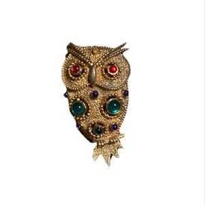 Vintage Owl Gold color Brooch / Pin